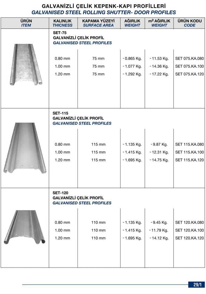 Galvaniz Çelik Kepenk - Kapı Profiller